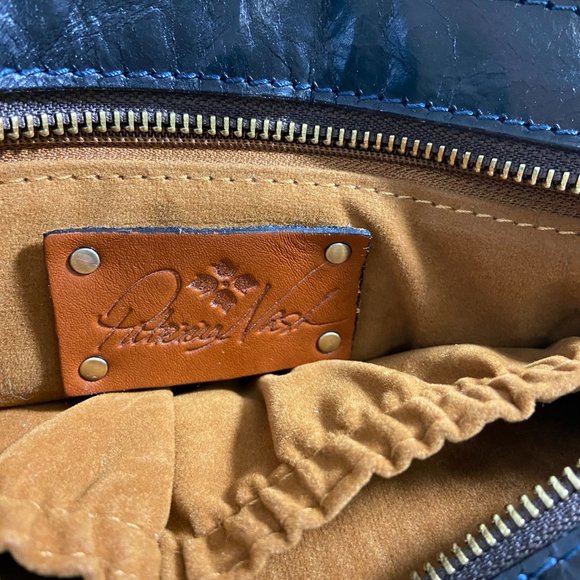 Patricia Nash Leather Rienzo Blue Sky Rose Bag Handbag Purse EUC - Picture 7 of 12